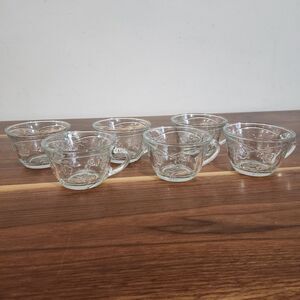 Savannah Vintage Anchor Hocking Flower Clear Glass Punch Tea Cups Mugs Set Of 6